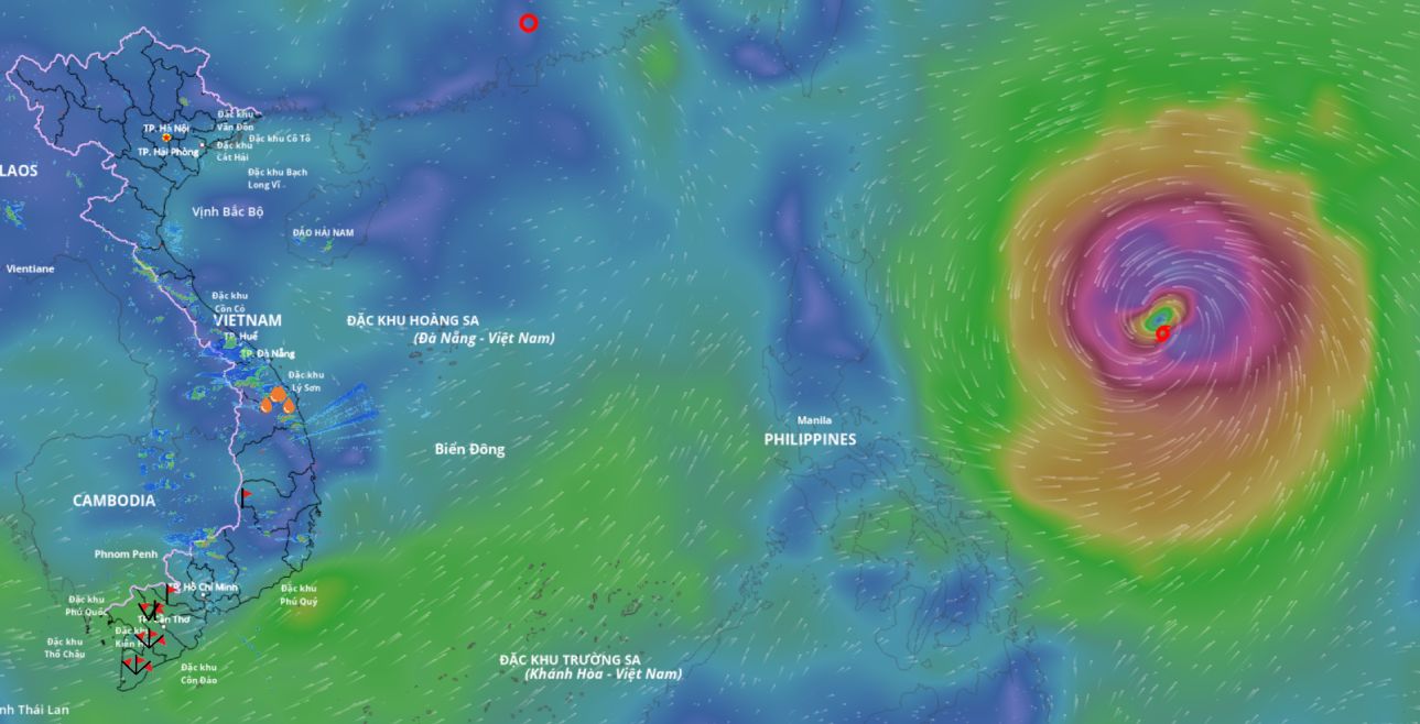 Updated location of storm Ragasa at 3:00 p.m. on September 20. Source: Vietnam Disaster Monitoring System