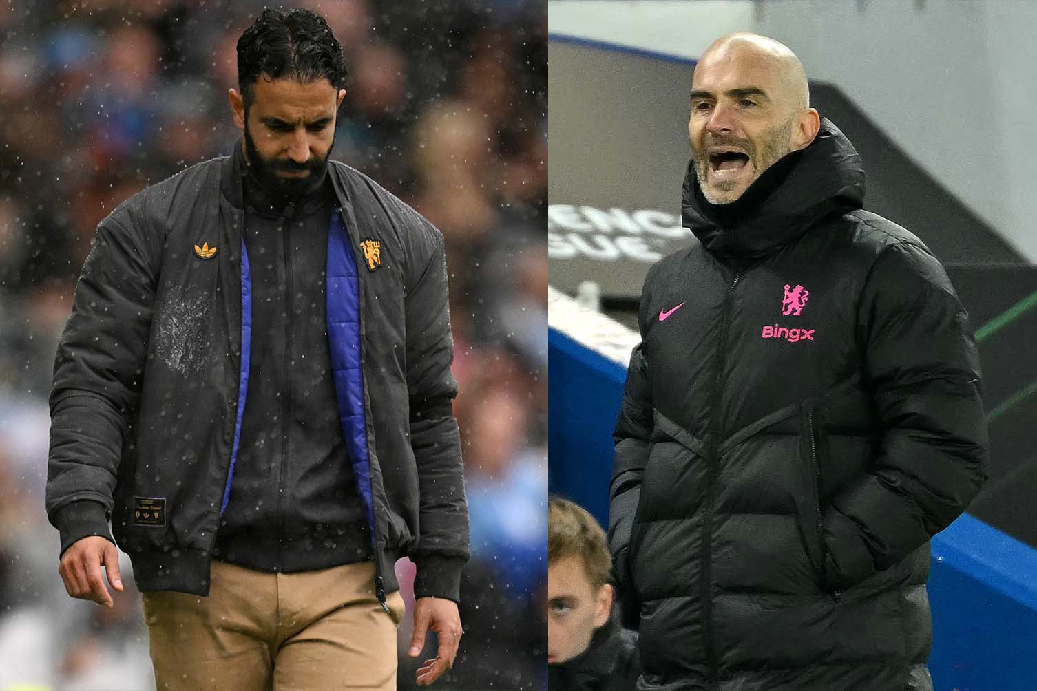 올드 트래포드에서 루벤 아모림과 엔조 마레스카의 두뇌 싸움. 사진: AFP