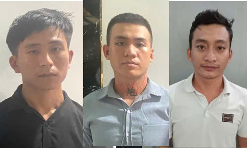 Từ trái sang phải là 3 đối tượng Phong, Nhã, Khang liên quan đến vụ án giết người ở Đồng Nai, bị bắt khi đang lẩn trốn tại Tây Ninh. Ảnh: Công an cung cấp