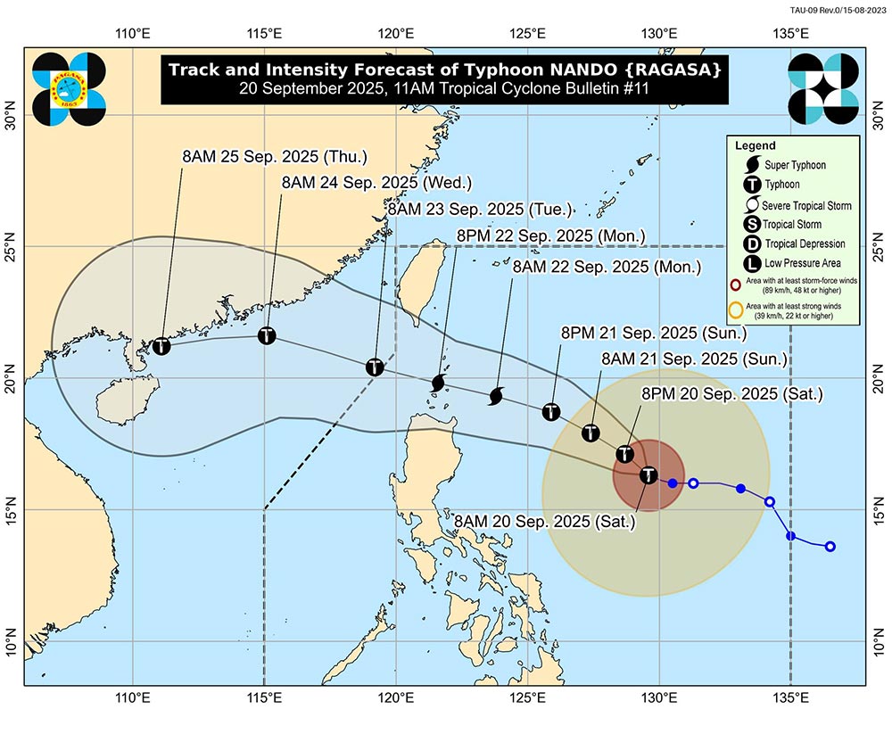 Pagasa dự báo đường đi của siêu bão Ragasa. Ảnh: Pagasa