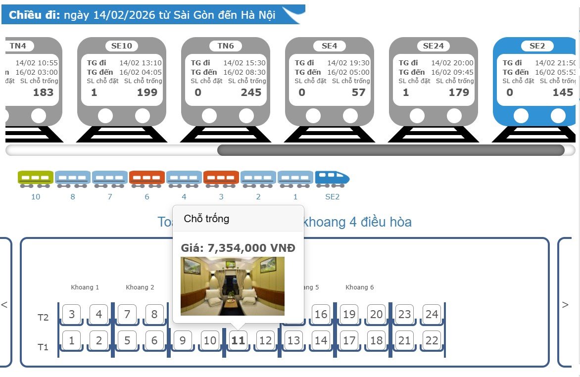 Ve khoang 2 giuong nam co gia len toi 7,35 trieu dong/ve. Anh: Minh Quan