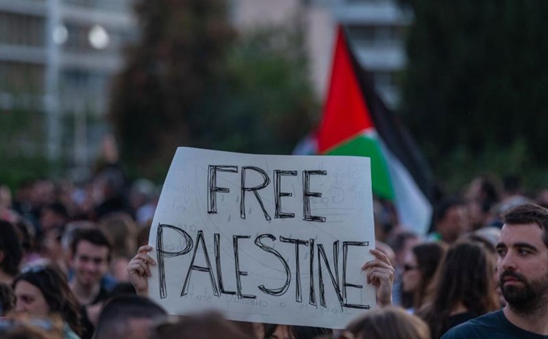 The Greek people show solidarity with the Palestinians and call on Israel to end the Gaza conflict, May 21, 2025. Photo: Xinhua