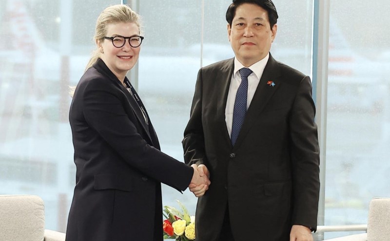 Politburo member and President Luong Cuong received Ms. Stephanie Pope, Chairman and CEO of Boeing Group. Photo: VNA