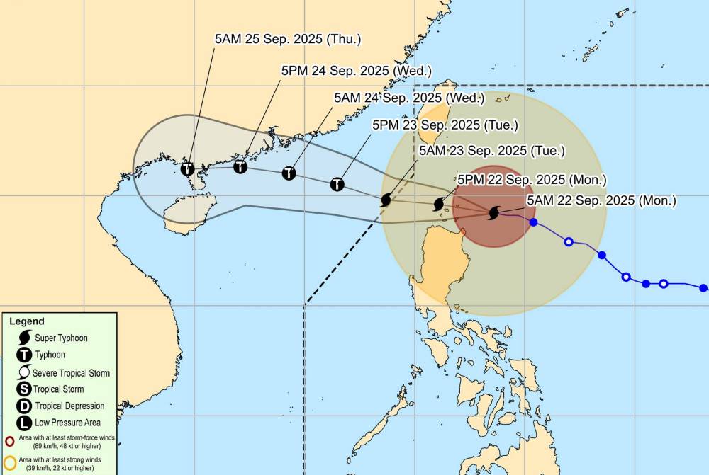 Cap nhat vi tri cua bao Ragasa tren Bien Dong. Anh: PAGASA