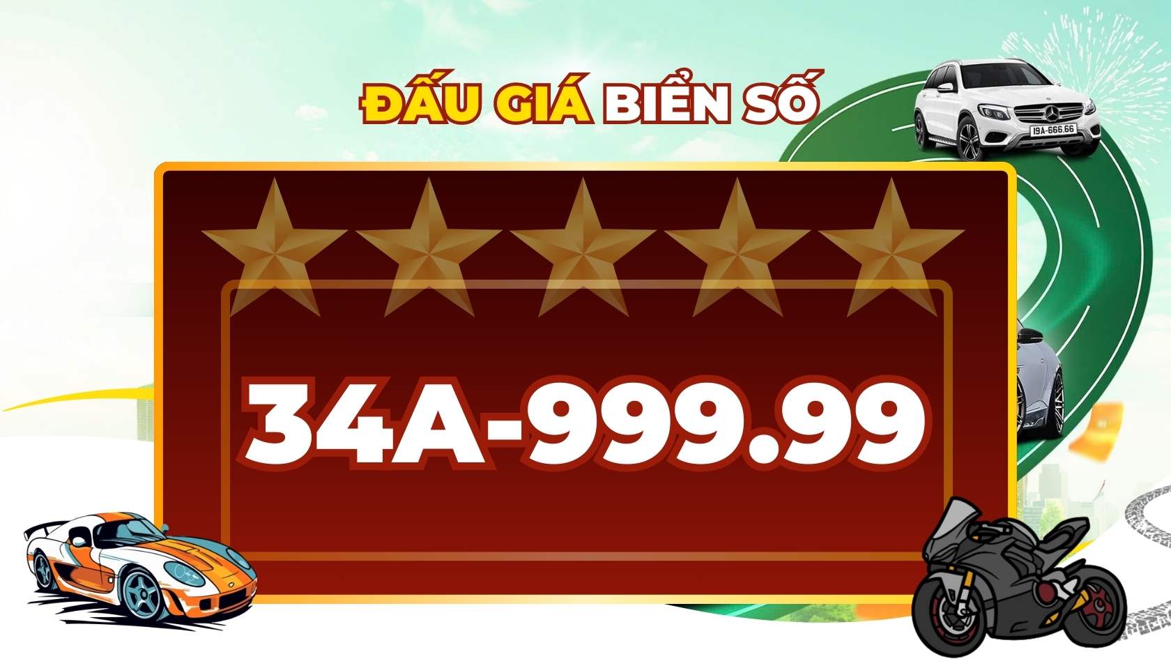 Super beautiful five-digit license plate 34A-999.99 is available in the auction on September 22