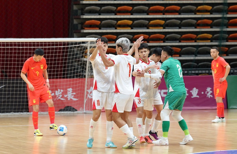 Tuyen futsal Viet Nam ghi nhung ban thang lien tiep. Anh: VFF