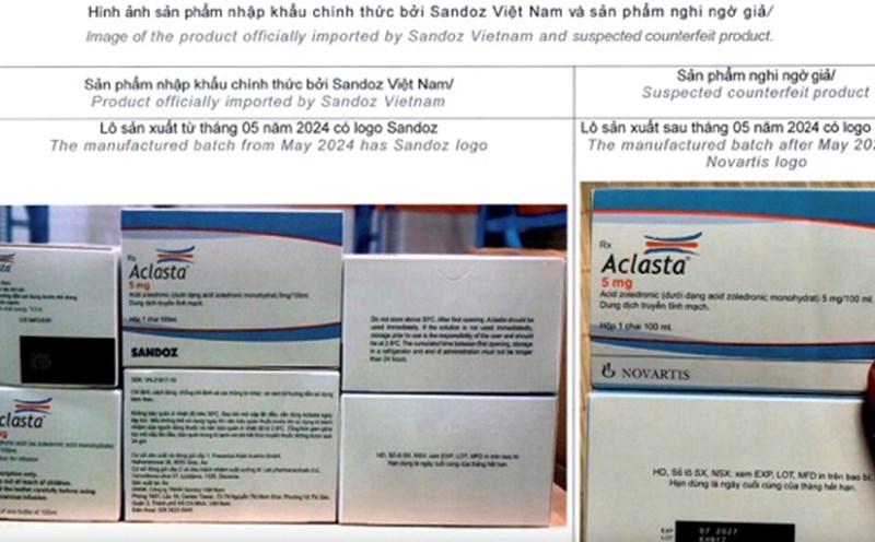 Images of official drug import products and suspected counterfeit products. Photo: Ministry of Health