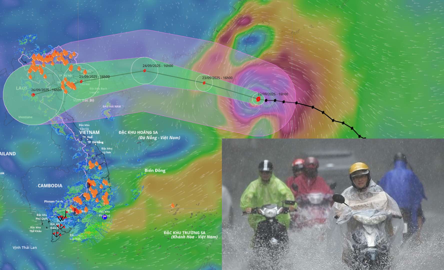 Super typhoon Ragasa is forecast to bring heavy rain to the North and North Central regions from the night of September 24. Source of the super typhoon at 5:00 p.m. on September 22: Vietnam Disaster Monitoring System