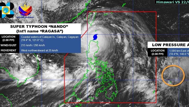 Super typhoon Ragasa made landfall on Panuitan Island in Calayan province, Cagayan province, northern Philippines, with gusts of up to 295 km/h. Photo: PAGASA