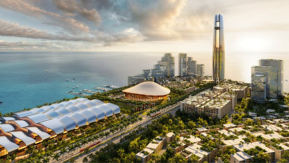 An Giang will start construction and inaugurate 10 projects to welcome the Provincial Party Congress for the 2025-2030 term. In the photo is the Perspective of the project serving APEC 2027. Source: Sungroup