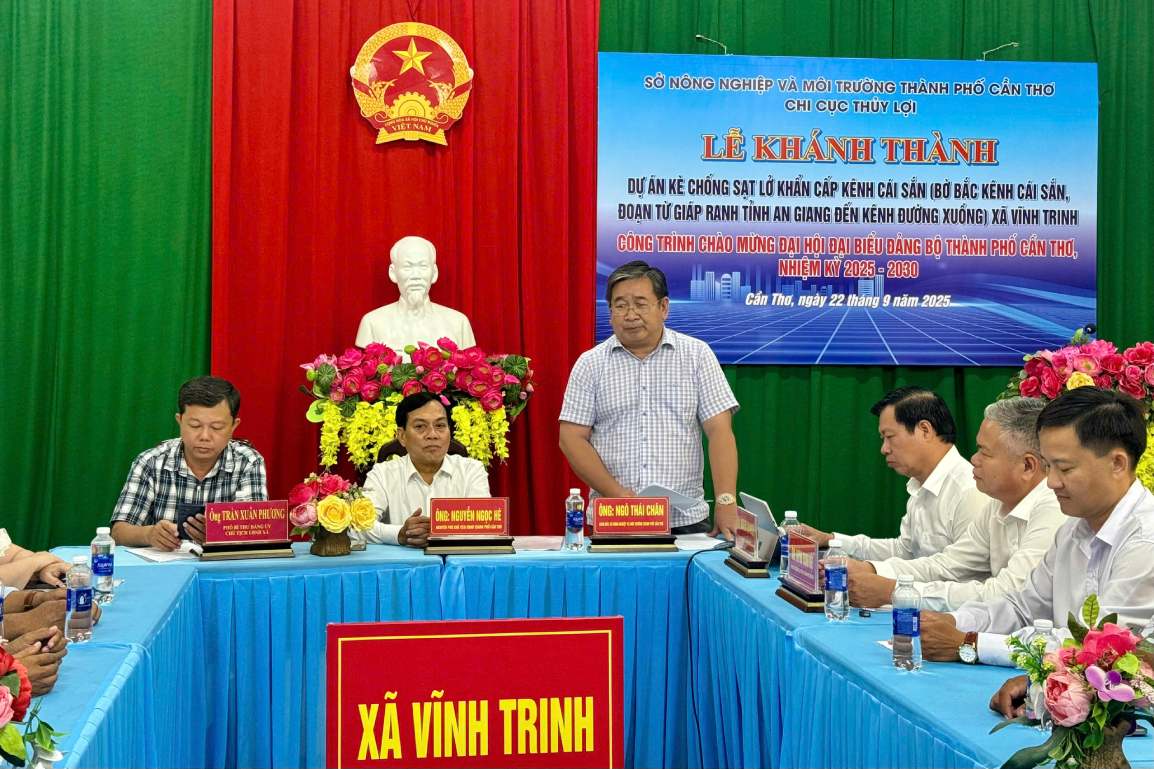 Ong Ngo Thai Chan - Giam doc So Nong nghiep va Moi truong TP Can Tho phat bieu tai le khanh thanh. Anh: Hong Phuong