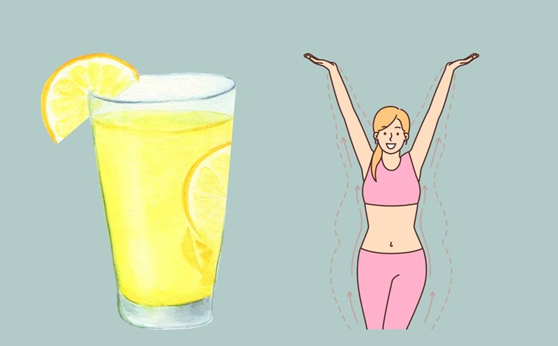 Drinking warm unsweetened lemon water in the morning on an empty stomach helps lose weight effectively. Graphic photo: Huong Giang