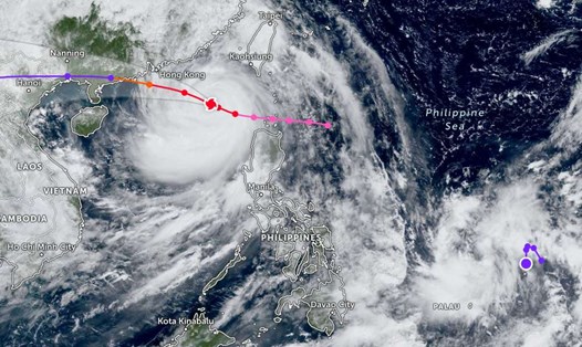 Áp thấp nhiệt đới mới vừa hình thành ngay sau khi siêu bão Ragasa vào Biển Đông. Ảnh: NOAA