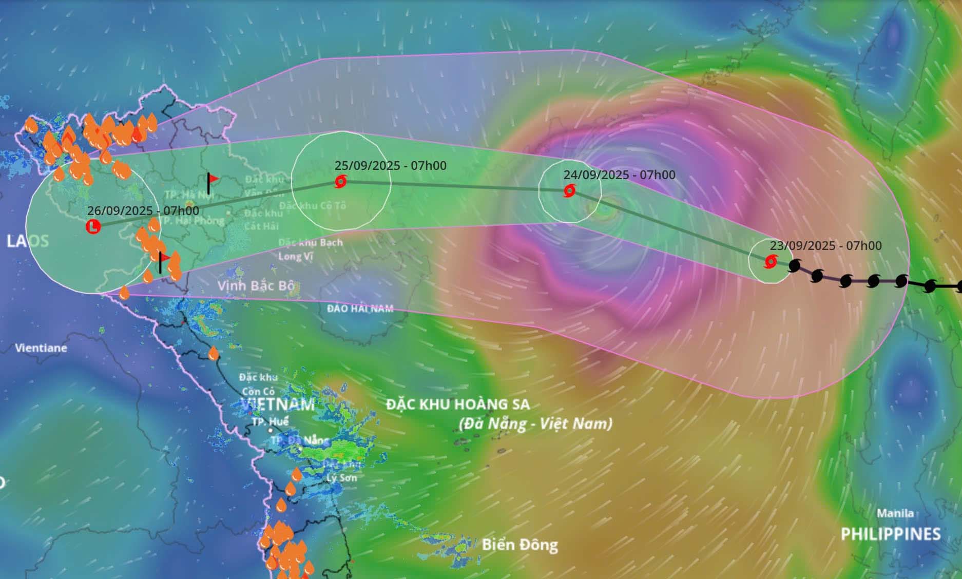 Updated location and path of super typhoon No. 9 Ragasa. Photo: Vietnam Disaster Monitoring System