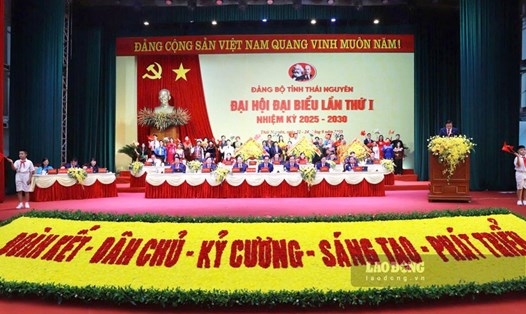 Đại hội đại biểu Đảng bộ tỉnh Thái Nguyên lần thứ I, nhiệm kỳ 2025 - 2030. Ảnh: Đặng Vũ