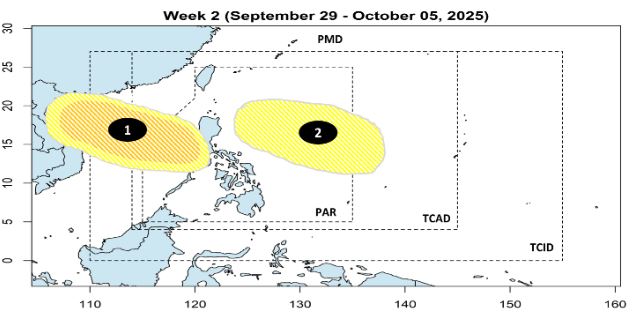 Du bao them mot ap thap (so 2) gan Philippines trong tuan tu 29.9-5.10. Anh: PAGASA