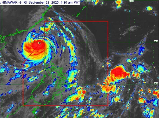 Super typhoon Ragasa entered the East Sea, becoming storm No. 9, on the morning of September 23, 2025. Photo: PAGASA
