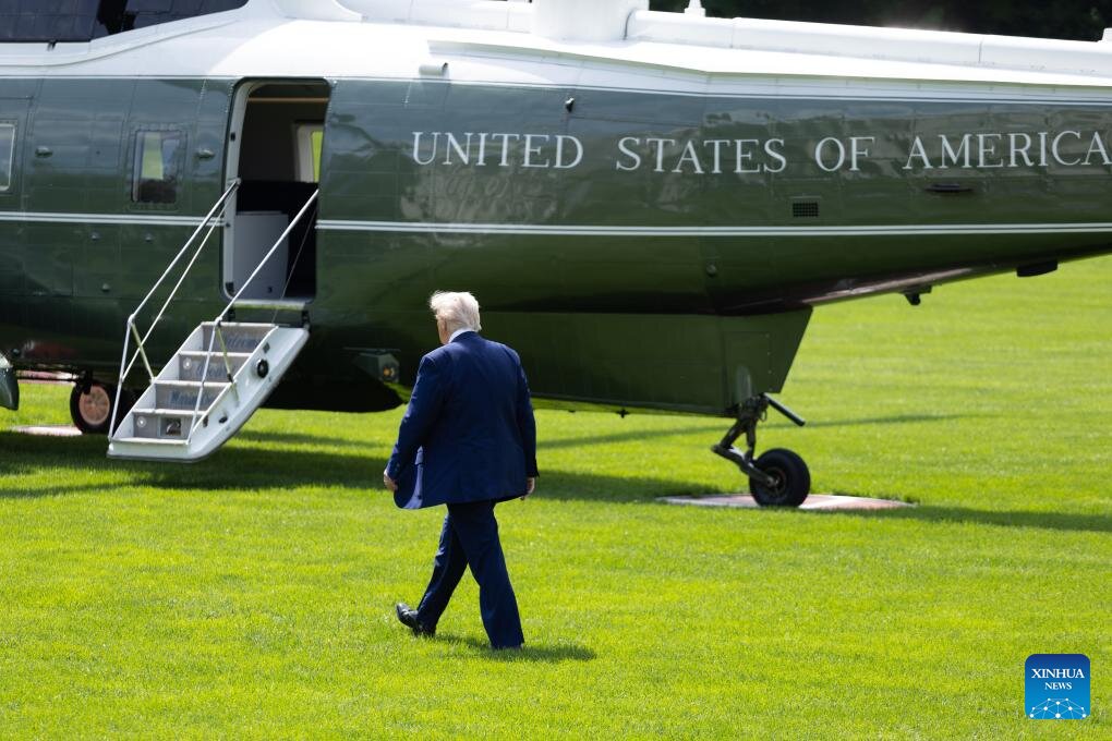 US President Donald Trump boarded the Marine One helicopter at the White House in Washington, D.C., on May 12, 2025. Photo: Xinhua