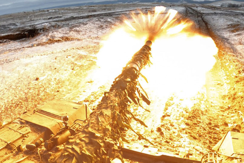 Photo taken when the Russian tank was on fire. Photo: Russian Ministry of Defense