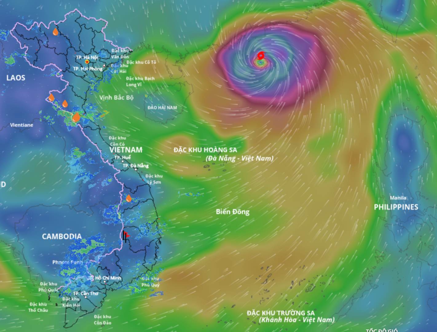 Updated location of super typhoon No. 9 Ragasa at 5:00 a.m. on September 24. Source: Vietnam Disaster Monitoring System