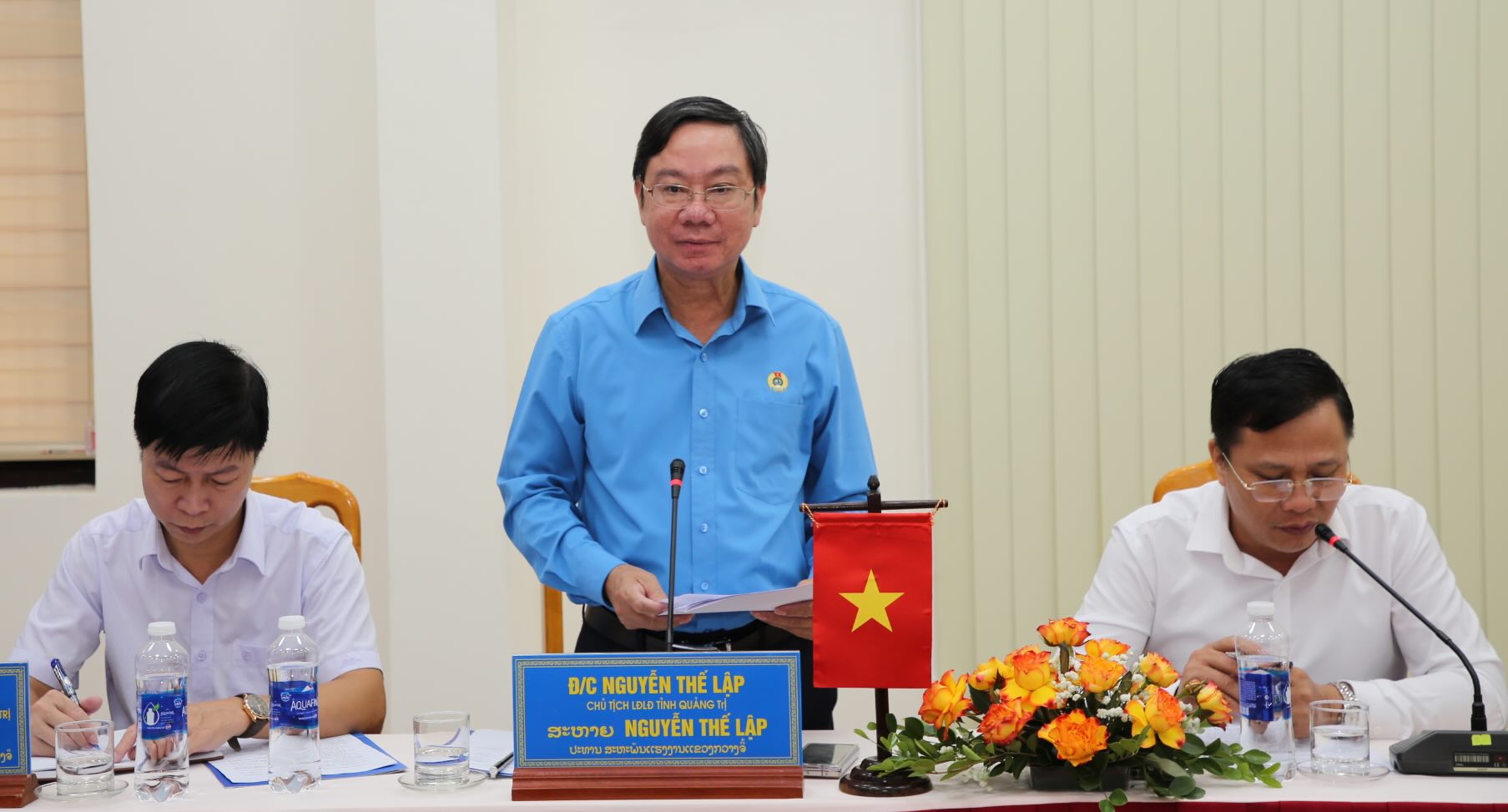 Ong Nguyen The Lap - Chu tich LDLD tinh Quang Tri phat bieu tai hoi dam. Anh: Cong Sang