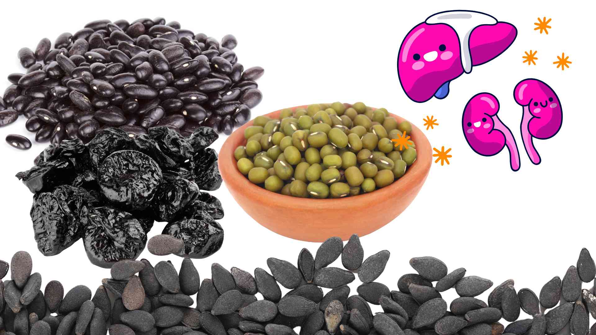 黒豆と緑豆は肝臓と腎臓に良い。イラスト:Ha May