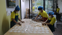 The shelter of disabled workers in the bag making workshop in the heart of Hanoi.