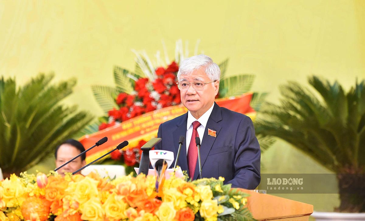Chu tich UBTU MTTQ Viet Nam Do Van Chien phat bieu tai Dai hoi. Anh: PV.