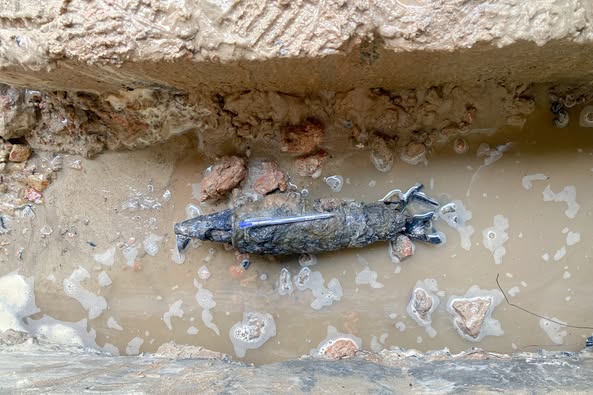 L'obus d'artillerie a ete decouvert. Photo : NPA/RENEW