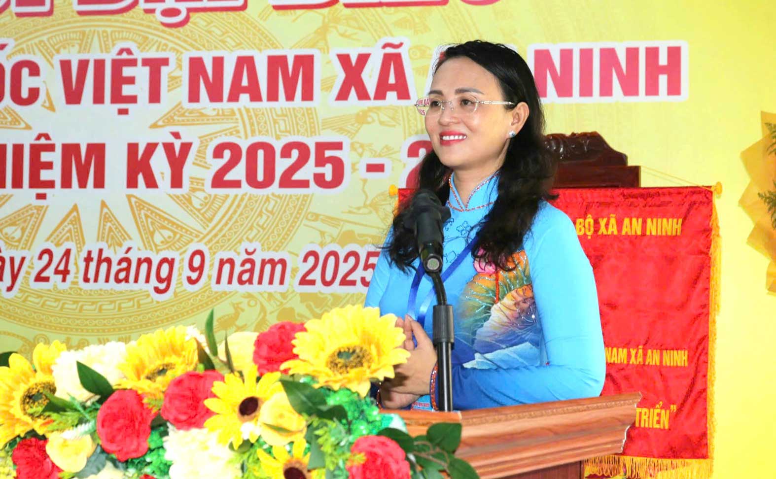 ba Le Thi Suong Mai - Uy vien Ban Chap hanh Tong LDLD Viet Nam, Thanh uy vien, Pho Chu tich Uy ban MTTQ Viet Nam thanh pho, Chu tich LDLD TP Can Tho - phat bieu. Anh: Uy ban MTTQ Viet Nam TP Can Tho
