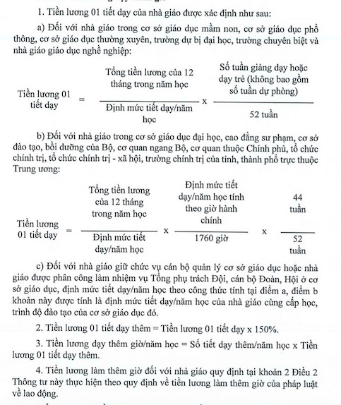 Cach tinh tien luong day them gio doi voi nha giao theo Thong tu 21/2025/TT-BGDDT.