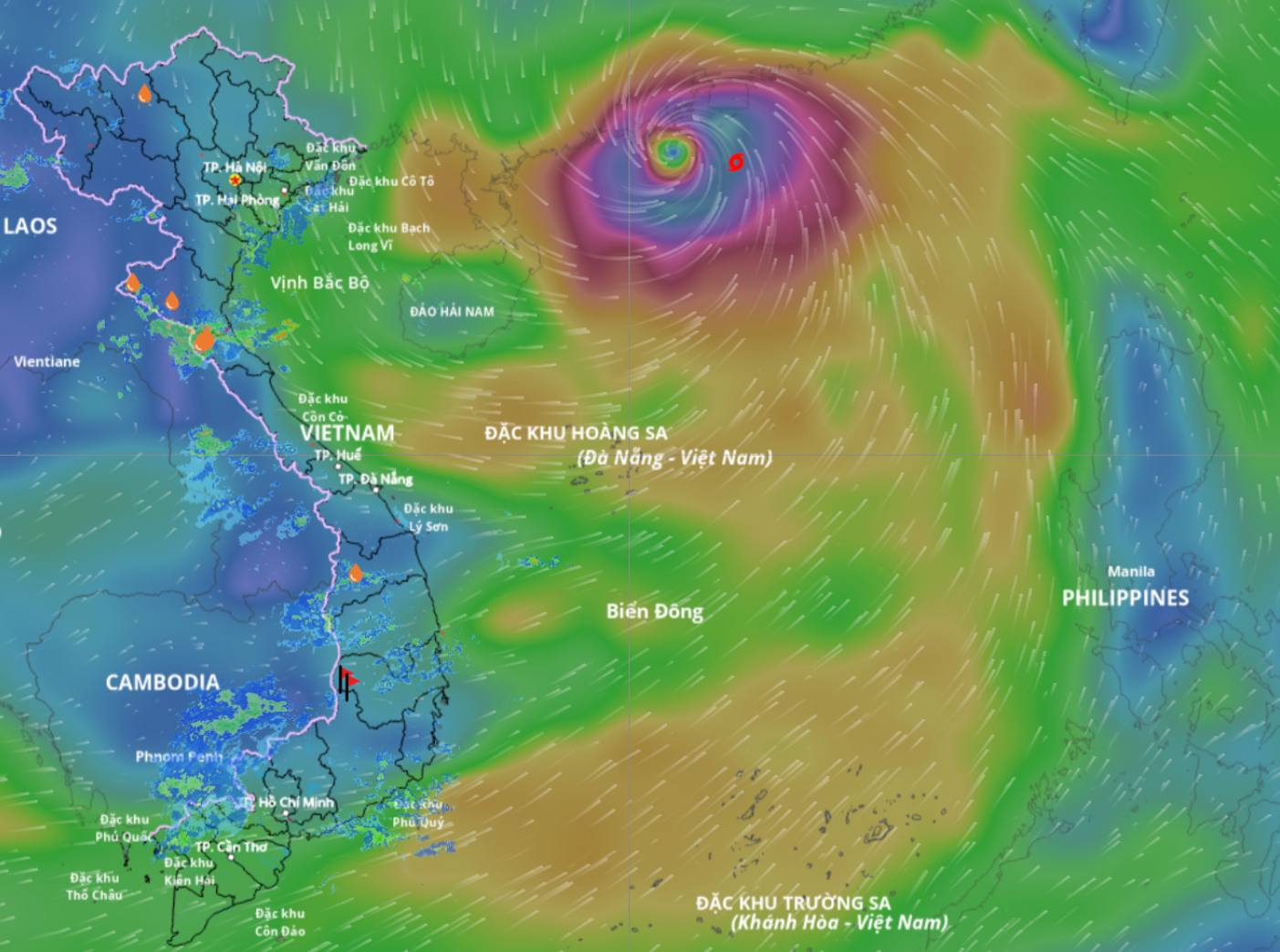Updated location of storm No. 9 Ragasa at 2:00 p.m. on September 24. Source: Vietnam Disaster Monitoring System