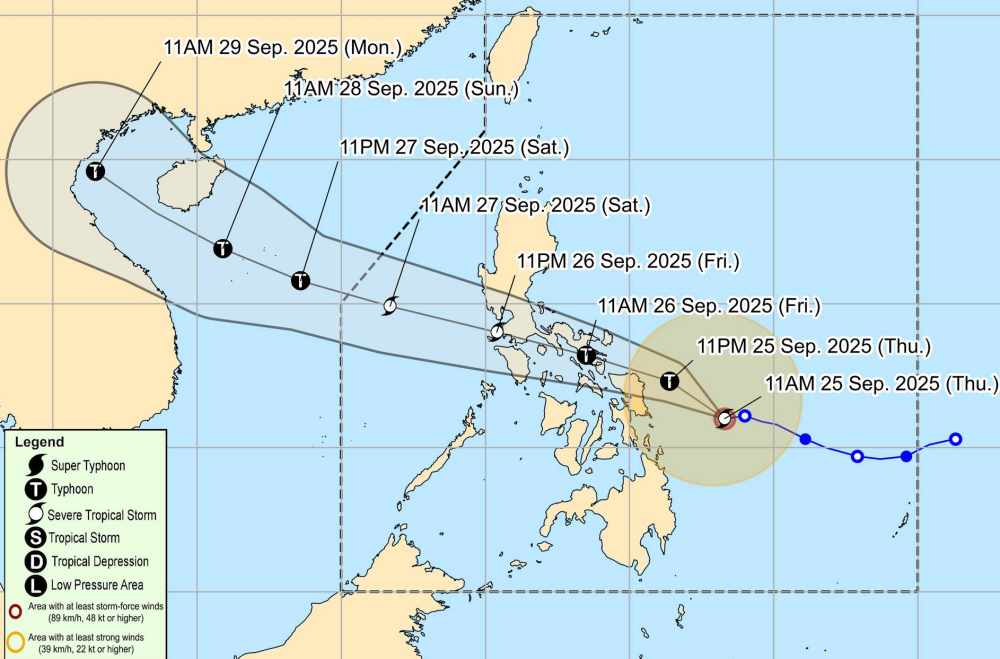 Cap nhat huong di chuyen cua bao so 1 Bualoi. Anh: PAGASA