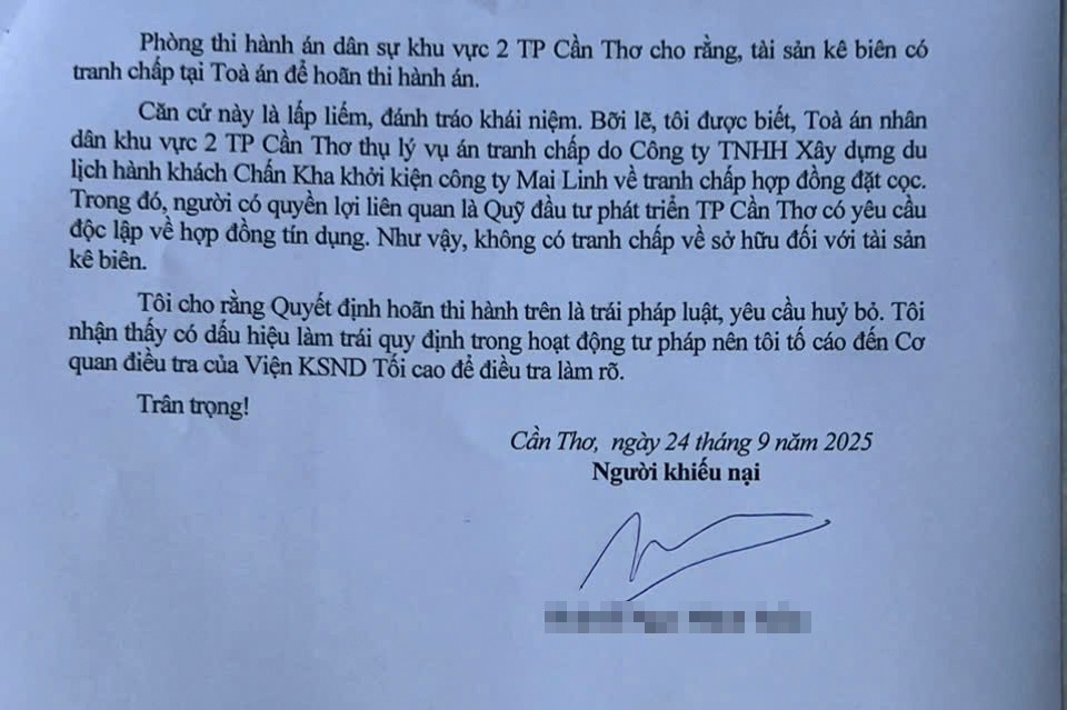 Don khieu nai cua ong M.T (xa Co Do, TP Can Tho). Anh: Ta Quang