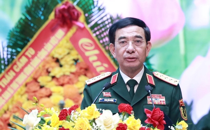 General Phan Van Giang - Politburo member, Deputy Secretary of the Central Military Commission, Minister of National Defense - spoke at the Congress. Photo: Hai Nguyen