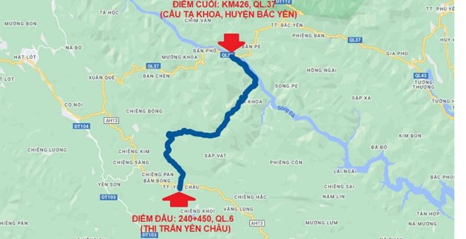 The project in the old Bac Yen district is in the process of selecting a contractor. Preliminary photo of the route of Provincial Road 120C: Department of Agriculture and Environment of Son La province