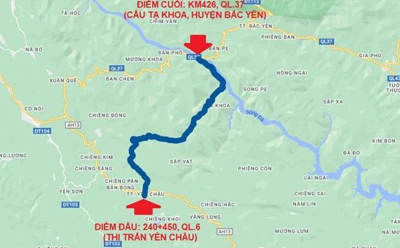 The project in the old Bac Yen district is in the process of selecting a contractor. Preliminary photo of the route of Provincial Road 120C: Department of Agriculture and Environment of Son La province