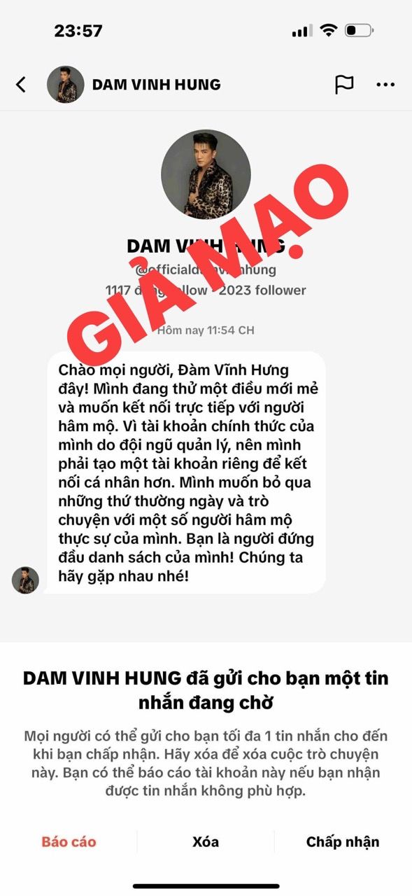Dam Vinh Hung canh bao trang gia mao. Anh: Nghe si cung cap.