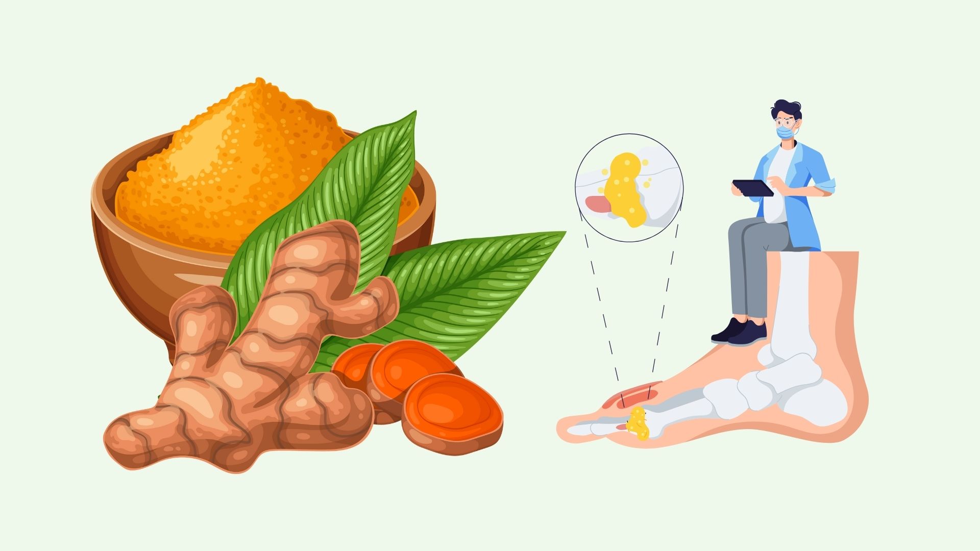 Unexpected benefits of turmeric help control uric acid. Graphics: Linh Dan