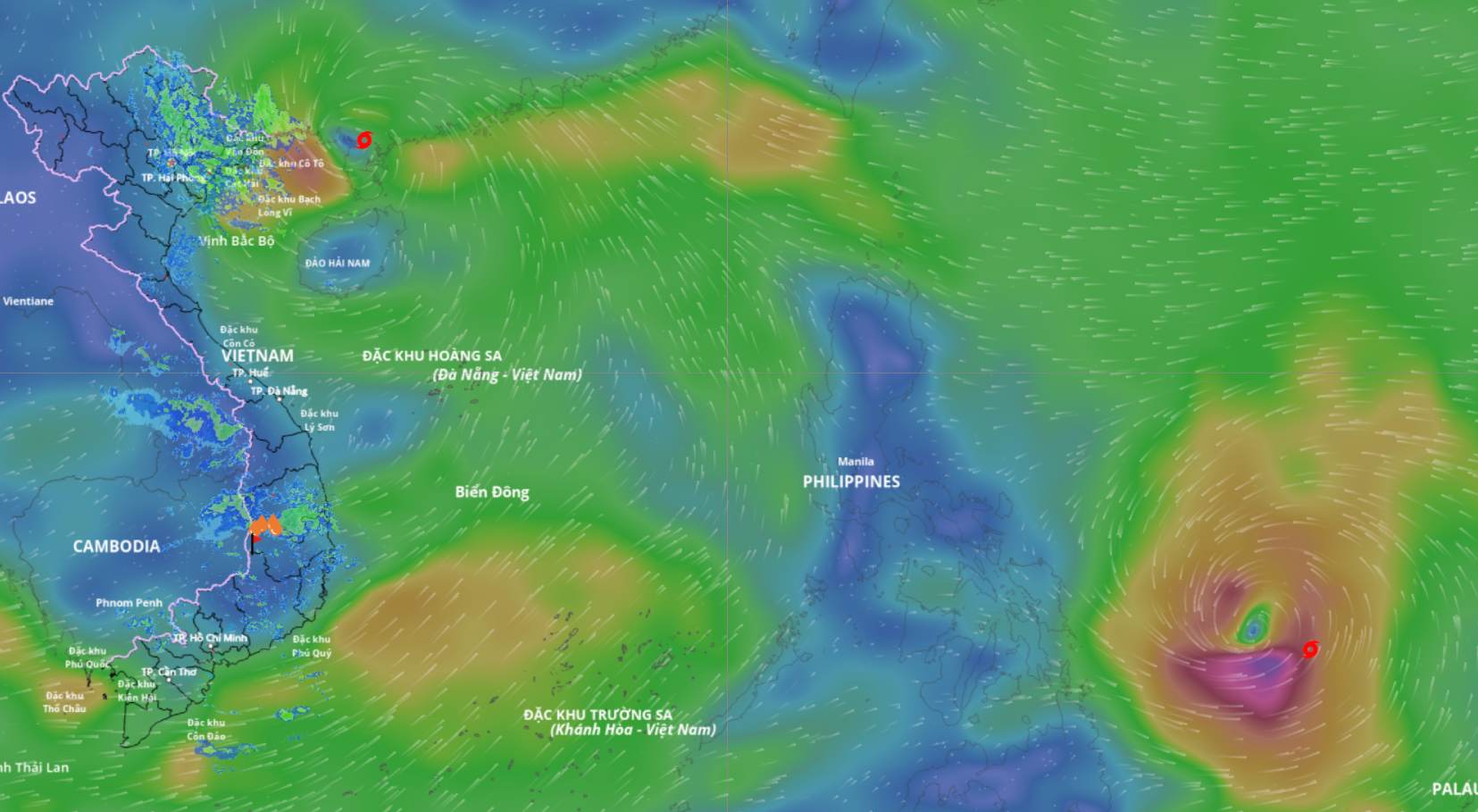 Storm No. 9 Ragasa is getting closer to Quang Ninh. Source: Vietnam Disaster Monitoring System