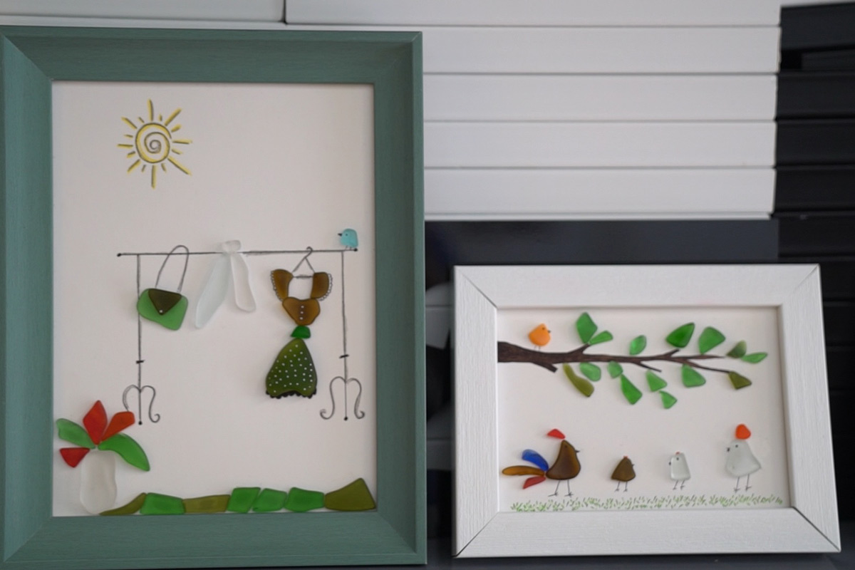 Hua Duy Thanhさんのガラスからリサイクルされた2枚の絵。写真:Doan Hung