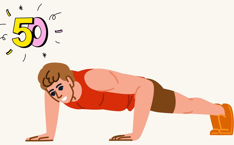 Push-ups are an exercise that helps the body become flexible and healthy after age 50. Graphics: Thanh Thanh