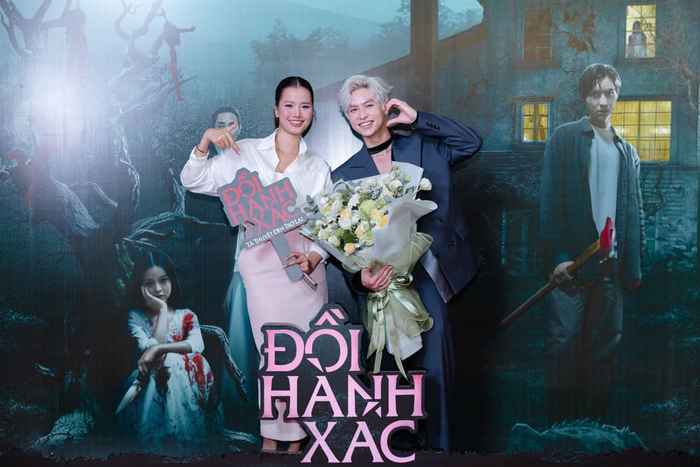 A hau Huong Ly den chuc mung “hoc tro” Xuan Thang co vai dien 