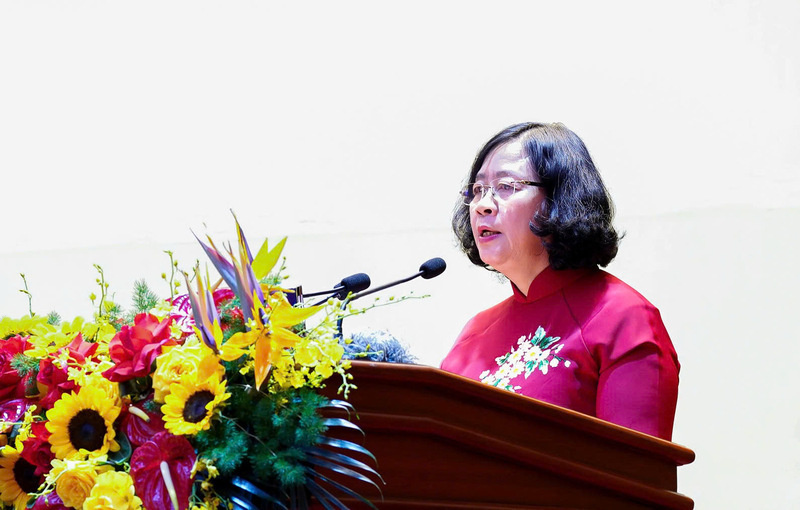 Secretary of the Hanoi Party Committee Bui Thi Minh Hoai directed at the 18th Lang Son Provincial Party Congress, term 2025 - 2030. Photo: Anh Dung