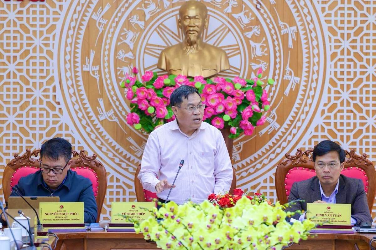 Pho Chu tich UBND tinh Lam Dong - Vo Ngoc Hiep phat bieu chi dao. Anh: Nguyen Nghia