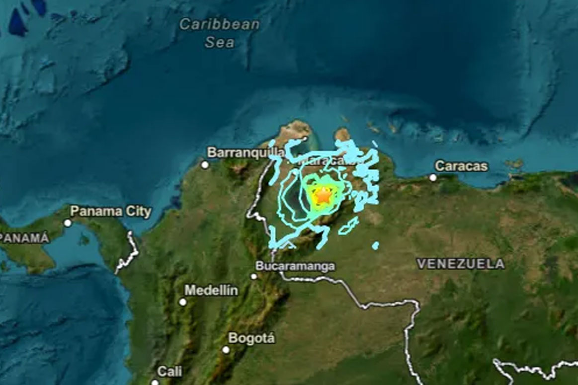 The star- marking region was the site of a 6.1-magnitude earthquake on September 24 in Venezuela. Photo: USGS
