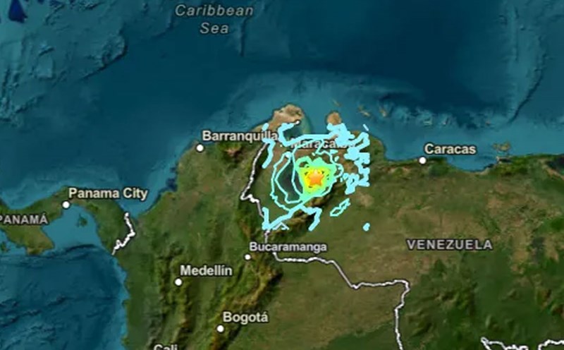 The star- marking region was the site of a 6.1-magnitude earthquake on September 24 in Venezuela. Photo: USGS
