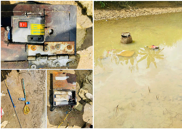 The scene of the accident using electric shocks to catch fish led to the man's death. Photo: Lai Chau Police