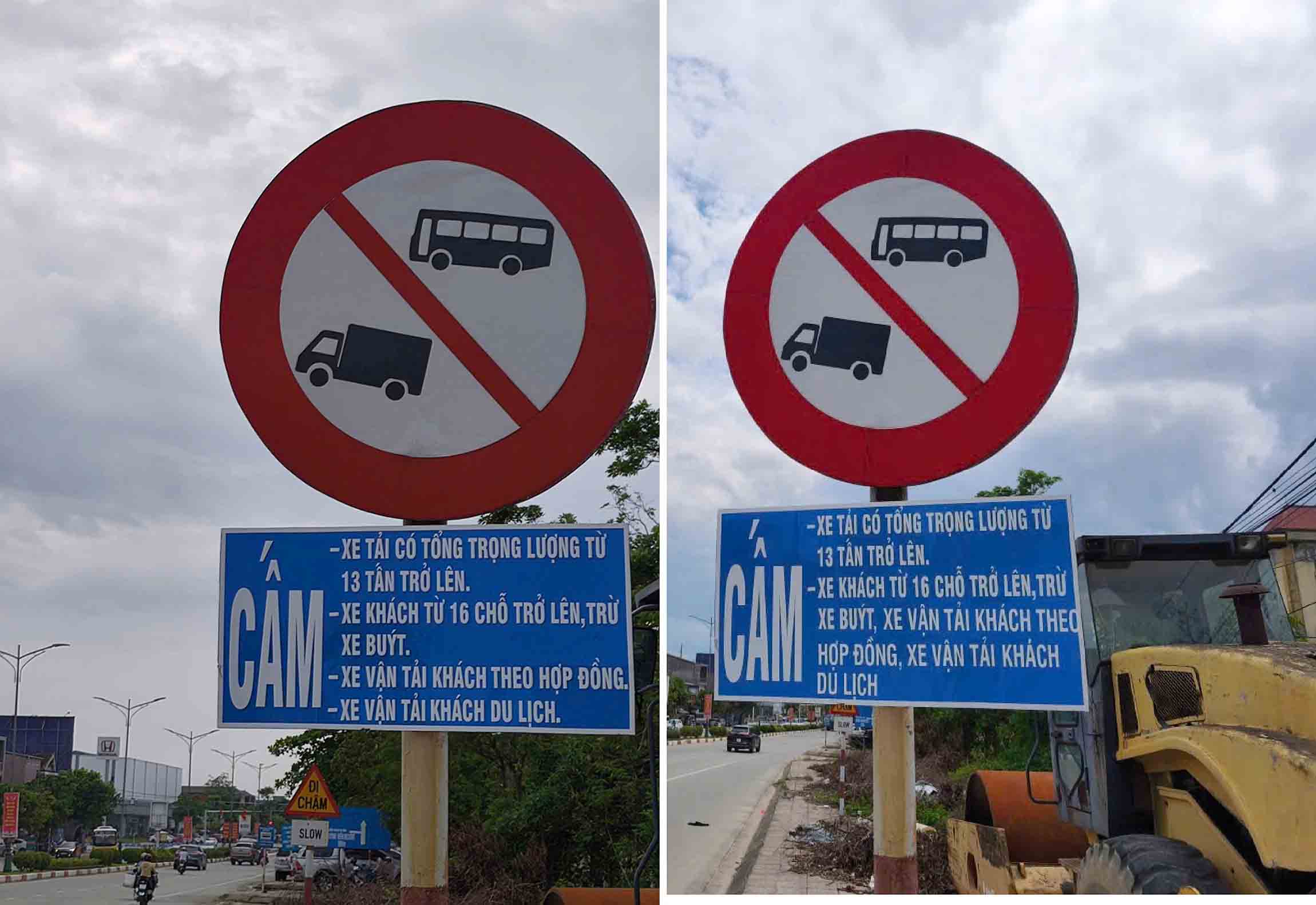Bien cam truoc khi sua (ben trai) va sau khi da sua. Anh: Tran Tuan.