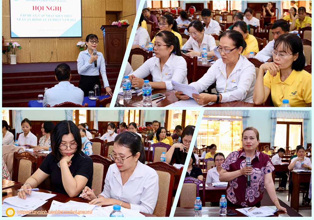 Scene of the training conference on social insurance and health insurance in Tay Ninh province. Photo: Tay Ninh Social Insurance